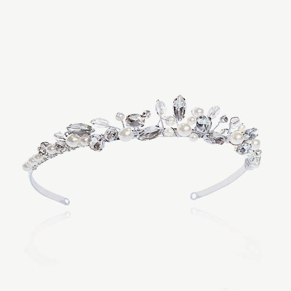 Snow Queen Silver Crystal Floral Lead Tiara