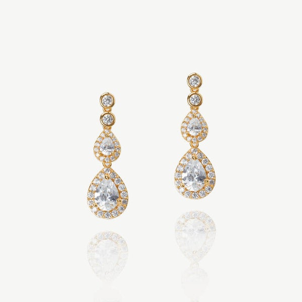 Sorbonne Crystal Cubic Zirconia Gold earrings - Ivory & Co