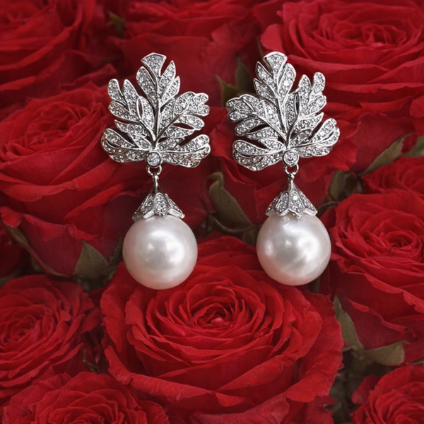 Cubic Zirconia Bridal Drop Pearl Chandelier Earrings