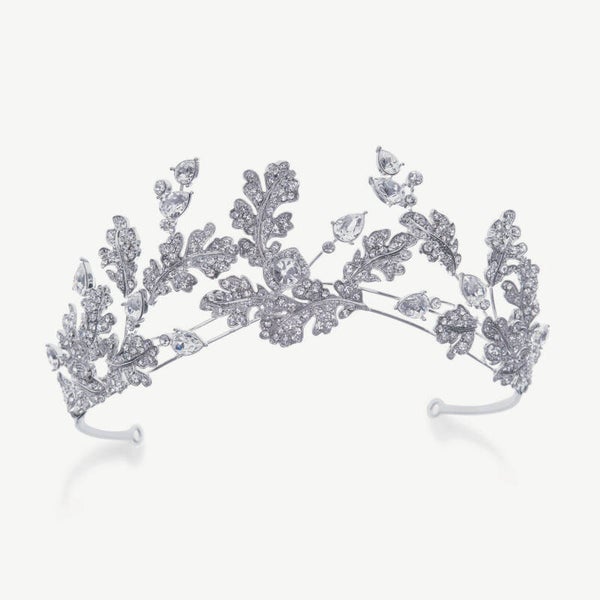 Valkyrie Crystal Oak Leaf Bridal Tiara - Ivory & Company