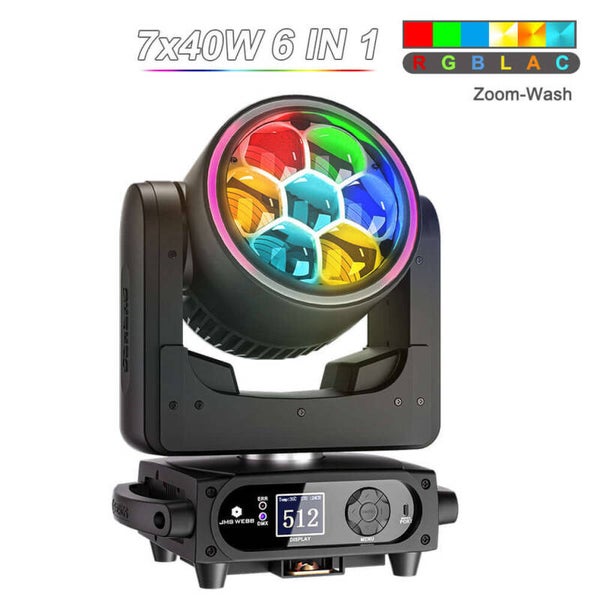 SHEHDS 7x40W Bee Eye Moving Head Light with Zoom & Wash RGBLAC