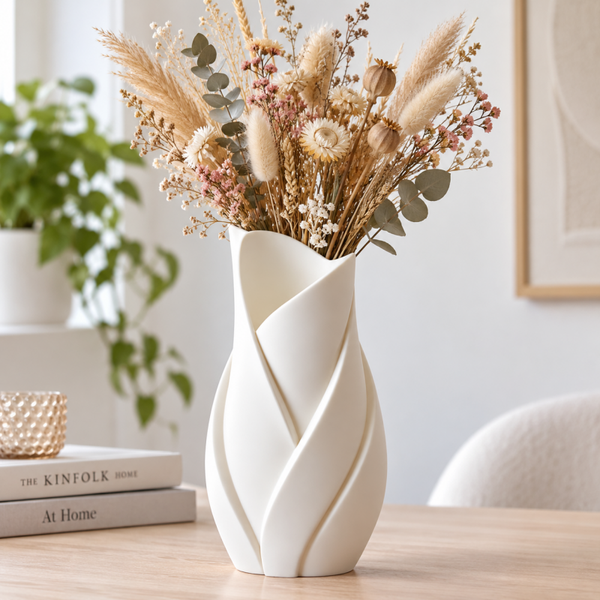 Elegante 3D-geprinte vaas in Jade White