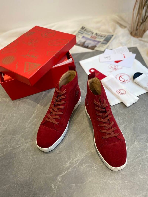Christian Loboutin red bottom high top sneaker