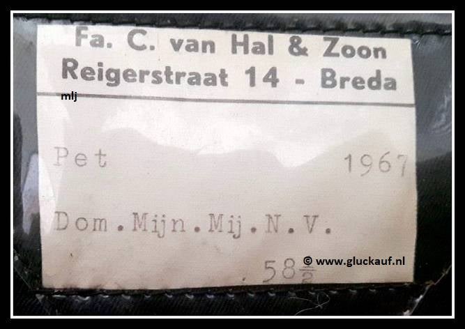 binnenzijde pet mijnpolitie.