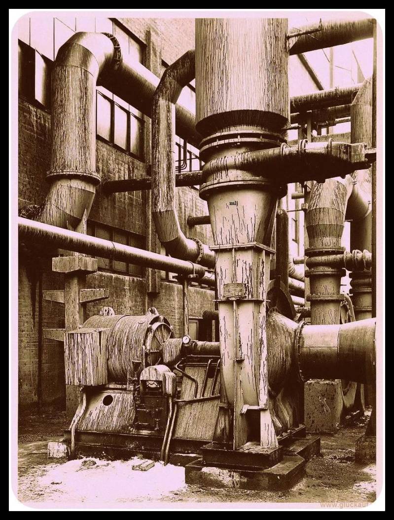 SBB fabriek van de Staatsmijn Maurits uit 1951,op de foto zie je een a-ventilator. © Stork/ gluckauf.