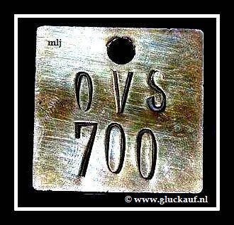 Penning van de OVS met nummer 700 afkomstig van de Staatsmijn Maurits.   © www.gluckauf.nl 