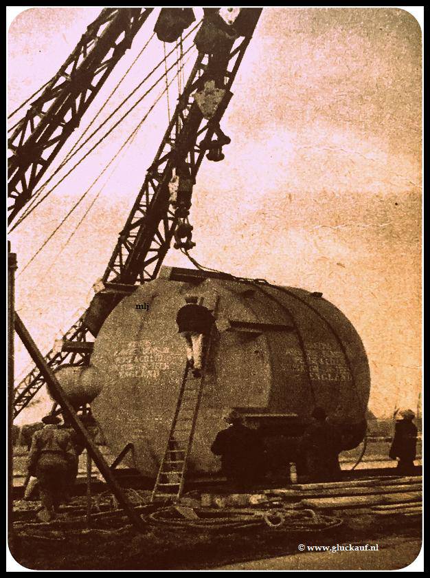 NIEUW! Onderdelen voor de nieuwe watergas fabriek SSB uit 1949.© Cals/www.gluckauf.nl