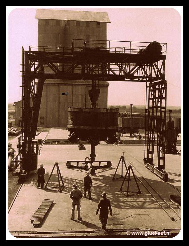 Een blik op een boorkop uit de boortoren uit 1957 van de Staatsmijn Beatrix.© www.gluckauf.nl