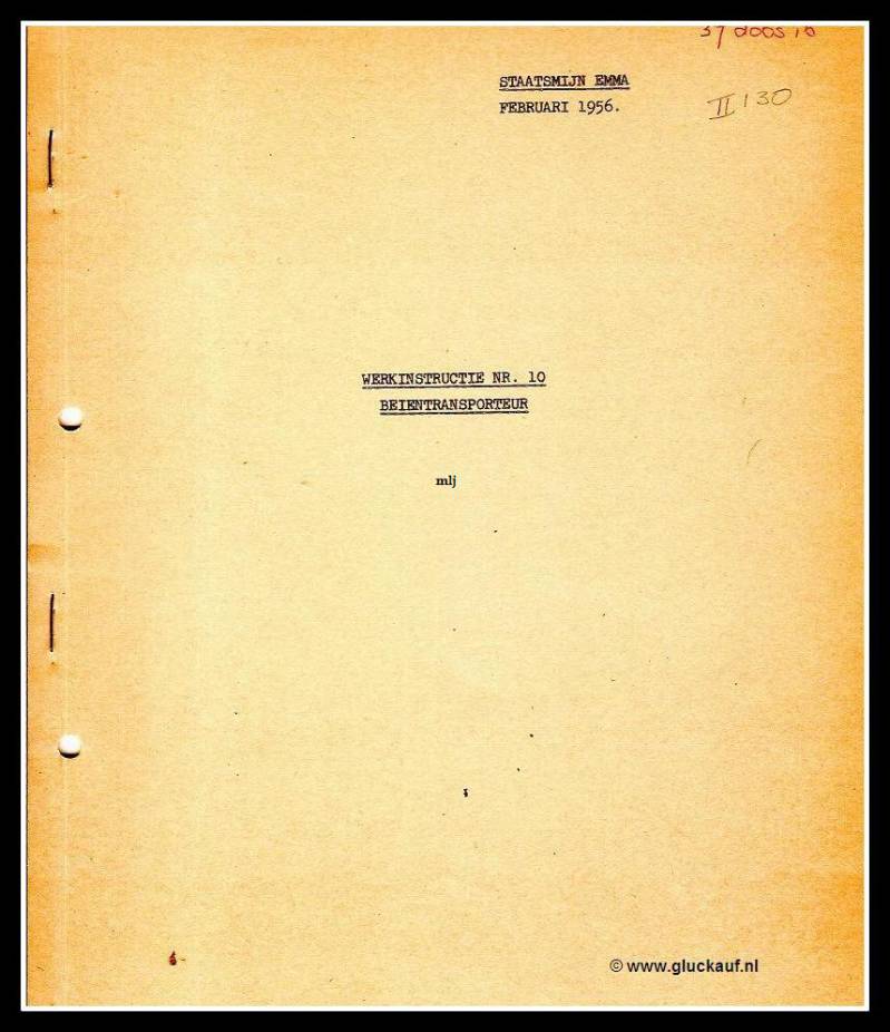 Cursus boek, Werkinstructie nr.10 Beientransporteur, uit februari 1956 van de Staatsmijn Emma. © www.gluckauf.nl