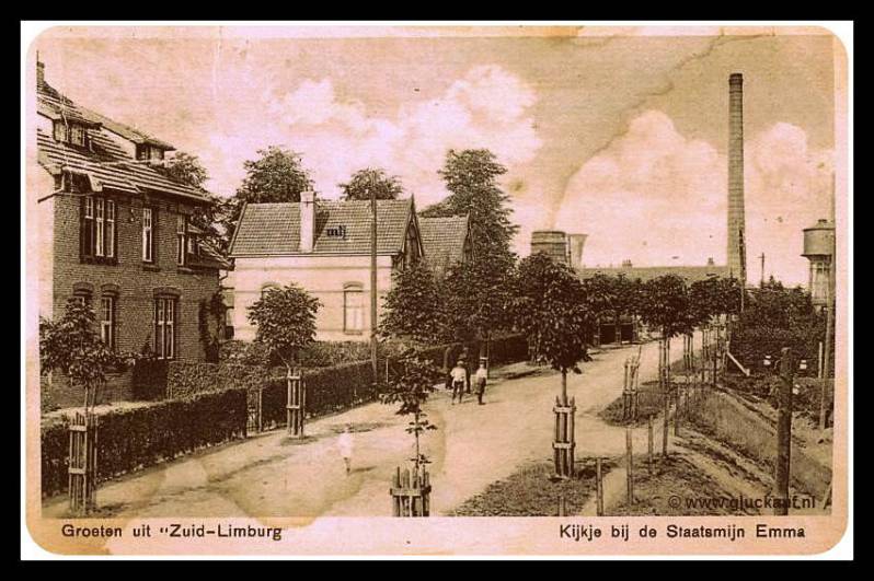 Foto kaart uit 1912, rechts op de foto zie de watertoren van de de Stm. Emma. © Gebr. Simons./www.gluckauf.nl