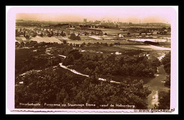 Panorama kaart uit 1955, de Stm. Emma is in de verte te zien en de foto is genomen vanaf de Heksenberg. © Gebr. Simons./www.gluckauf.nl