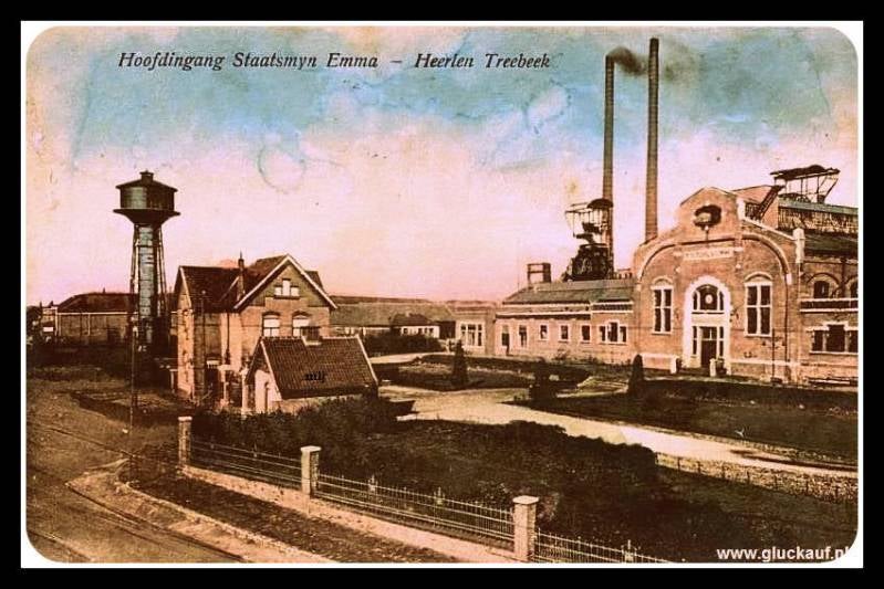 Kleuren kaart uit 1918, Hoofdingang van de Stm. Emma.© H.W.K./www.gluckauf.nl
