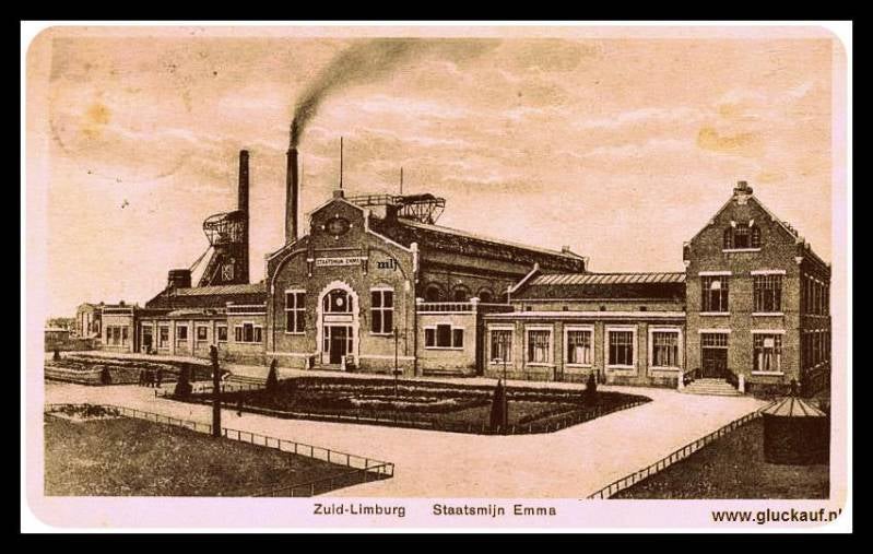 Foto kaart voor 1932, Hoofd ingang van de Stm. Emma. © P.Simons./www.gluckauf.nl