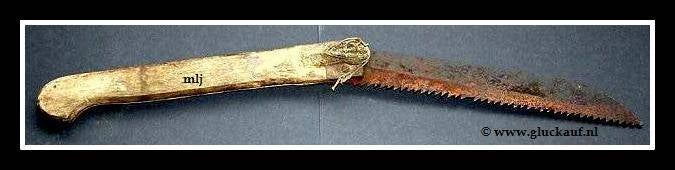 Handzaag, deze modellen werden gebruikt in de Belgische mijnbouw. © www.gluckauf.nl 