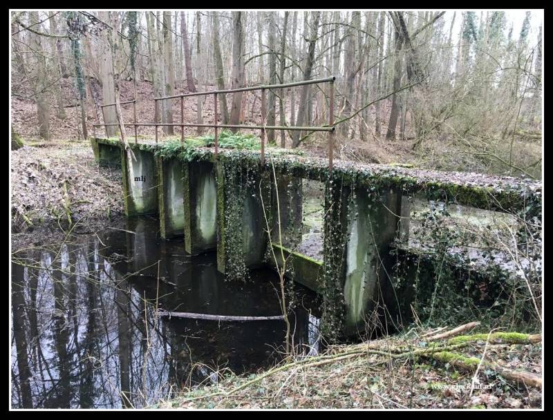 De loopbrug en de stuw bij de voormalige Schacht 4 in Schinnen. © www.gluckauf.nl