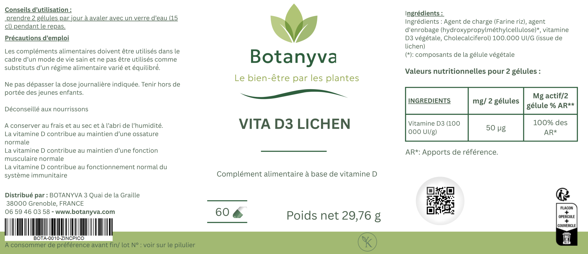VITAMINE D3 VÉGÉTALE – LICHEN