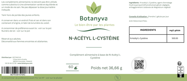 N-Acétyl L-Cystéine (NAC) – 500 mg