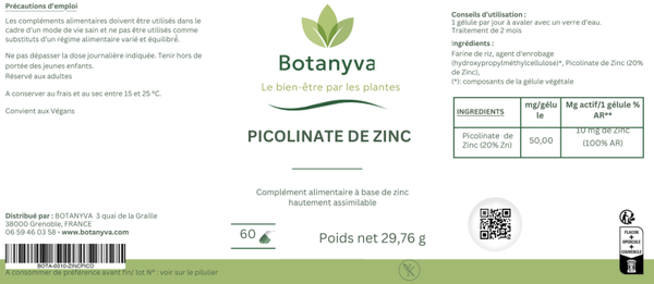 Picolinate de Zinc – Immunité, peau & équilibre métabolique