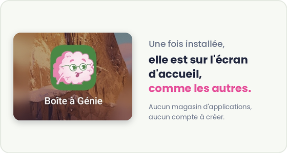 L'icône de La Boîte à Génie sur l'écran d'accueil d'un téléphone
