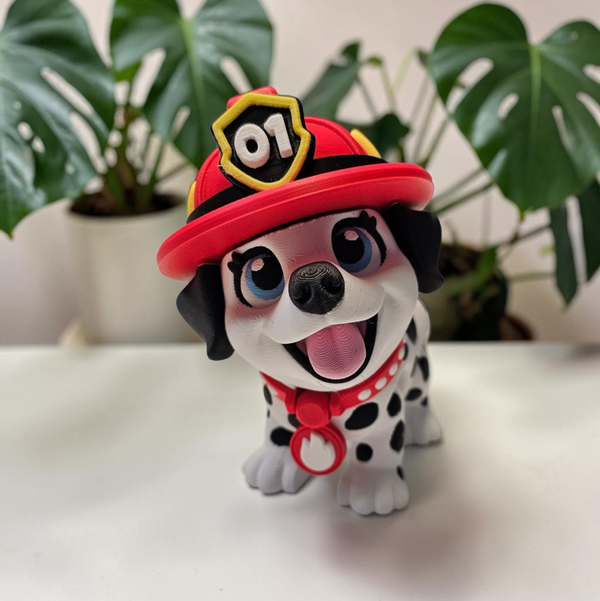 3D Printed Dalmation with fire hat