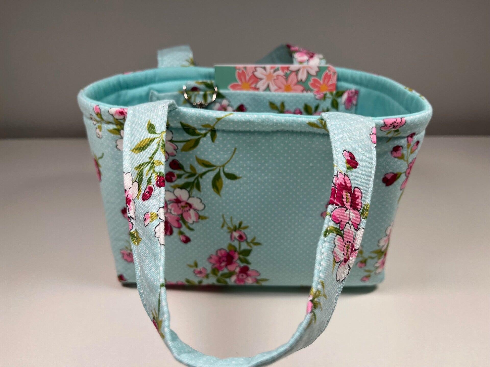 light teal with pink