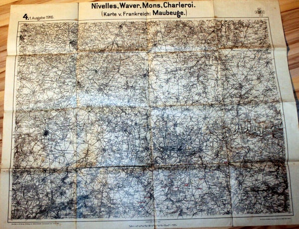 Carte militaire allemande daté 1916 France secteur 4 Maubeuge