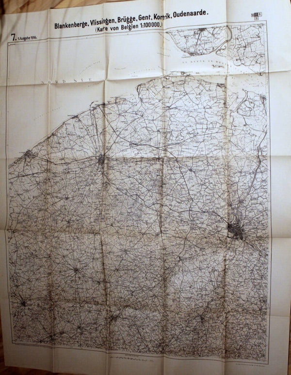 Carte militaire allemande daté 1916 cote Belgique secteur 7 Blankenberge