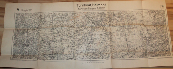 Carte militaire allemande daté 1917 Belgique secteur 8 "Turnhout/Helmond"