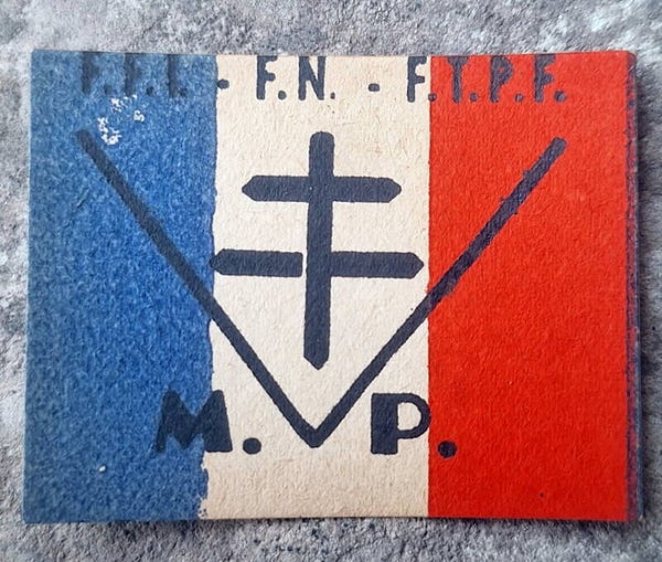 Paire de carton imprimé "FFI"  "FTPF" "MP" résistance libération ww2
