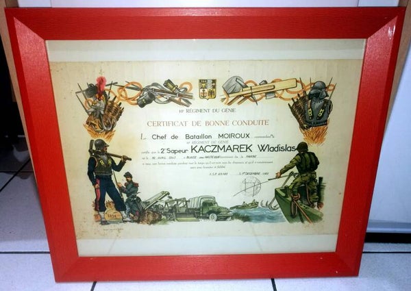 Certificat bonne conduite 10éme Régiment Génie 1962
