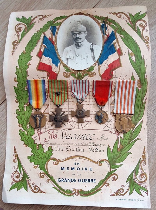 Diplôme + médailles artilleur Régiment Artillerie Lourde Verdun 1 citation