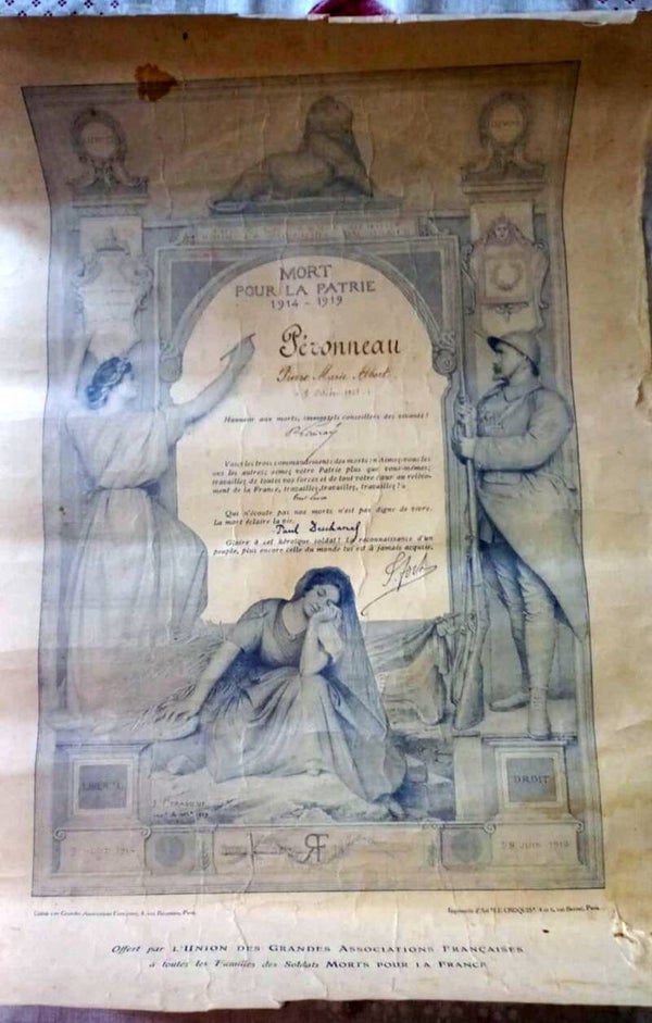 Diplôme Soldat 10éme régiment de dragons mort pour la France 1918