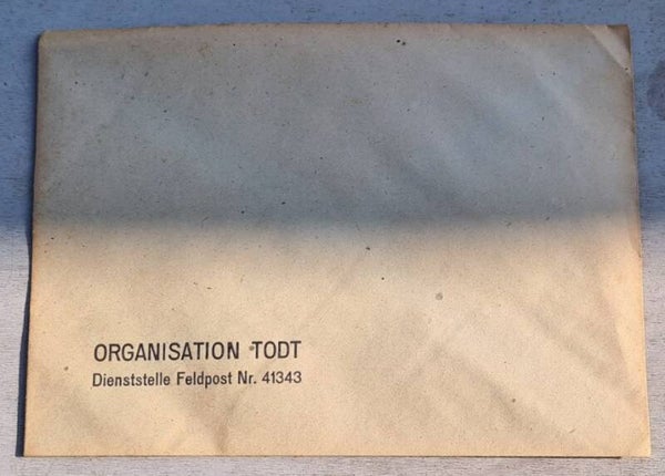 Enveloppe Organisation TODT OBL Normandie bunker atlantikwall ww2