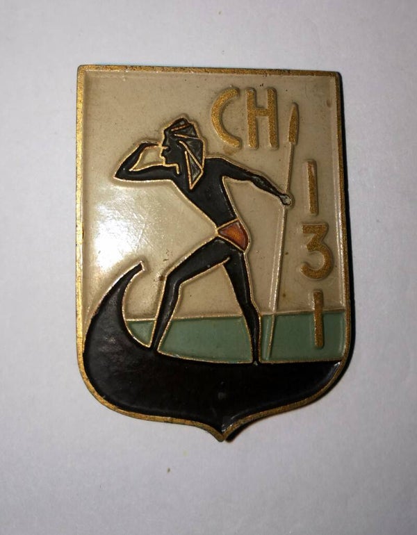 insigne marine CHASSEUR 131 alu peint 1944/45 Augis Lyon
