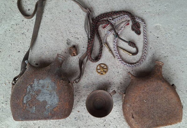 Lot de 2 gourdes + 1 quart français ww1