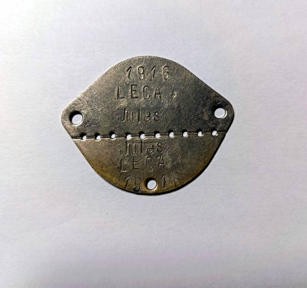 plaque identité caporal 75éme RI +140éme RI ( blessée fort vaux mai 1916 )