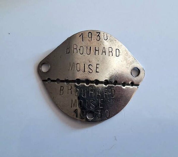 Plaque identité soldat Charentais classe 1930