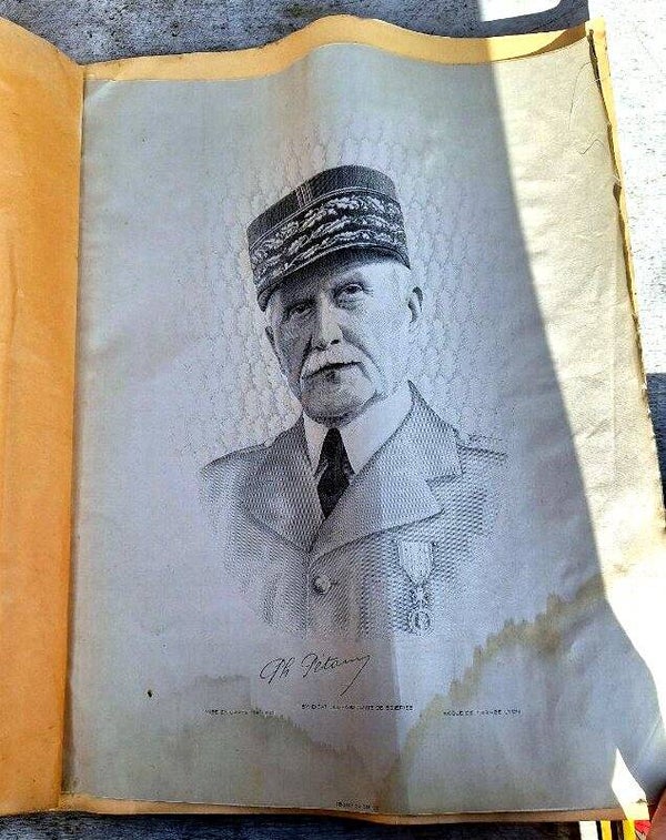 Tissage sur soie nacrée portrait pétain vichy ww2