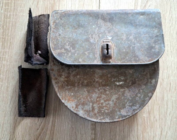 Rare étui tôle ersatz rouleau câble téléphoniste transmission allemand ww1