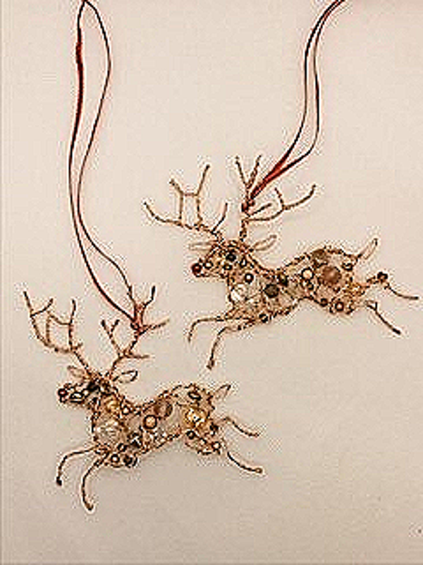 A pair of Reindeer Christmas decorations