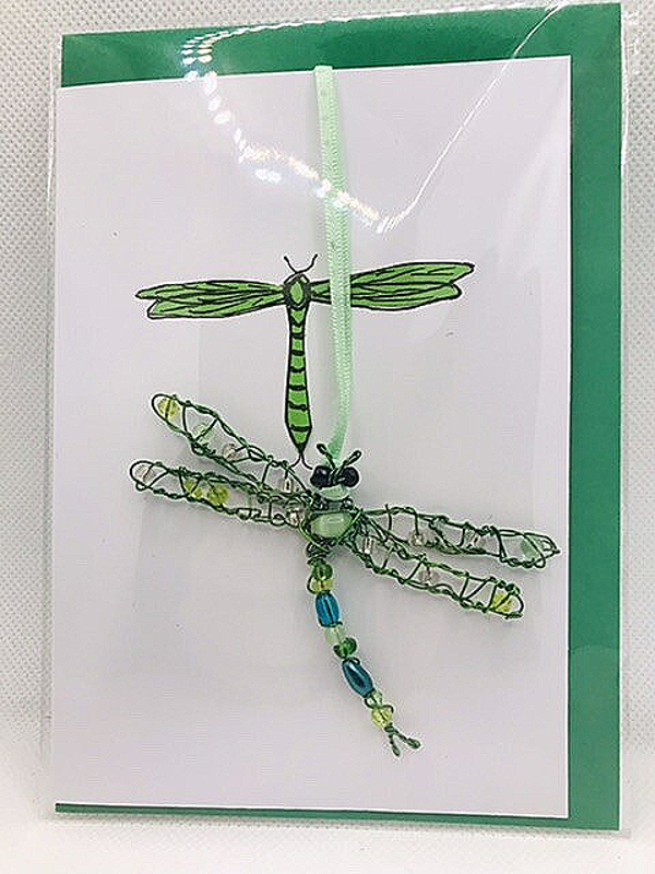 Dragonfly Card with detachable Dragonfly decoration.