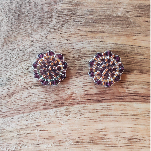 Perlenstecker / rose - violett / Ohrstecker Edelstahl