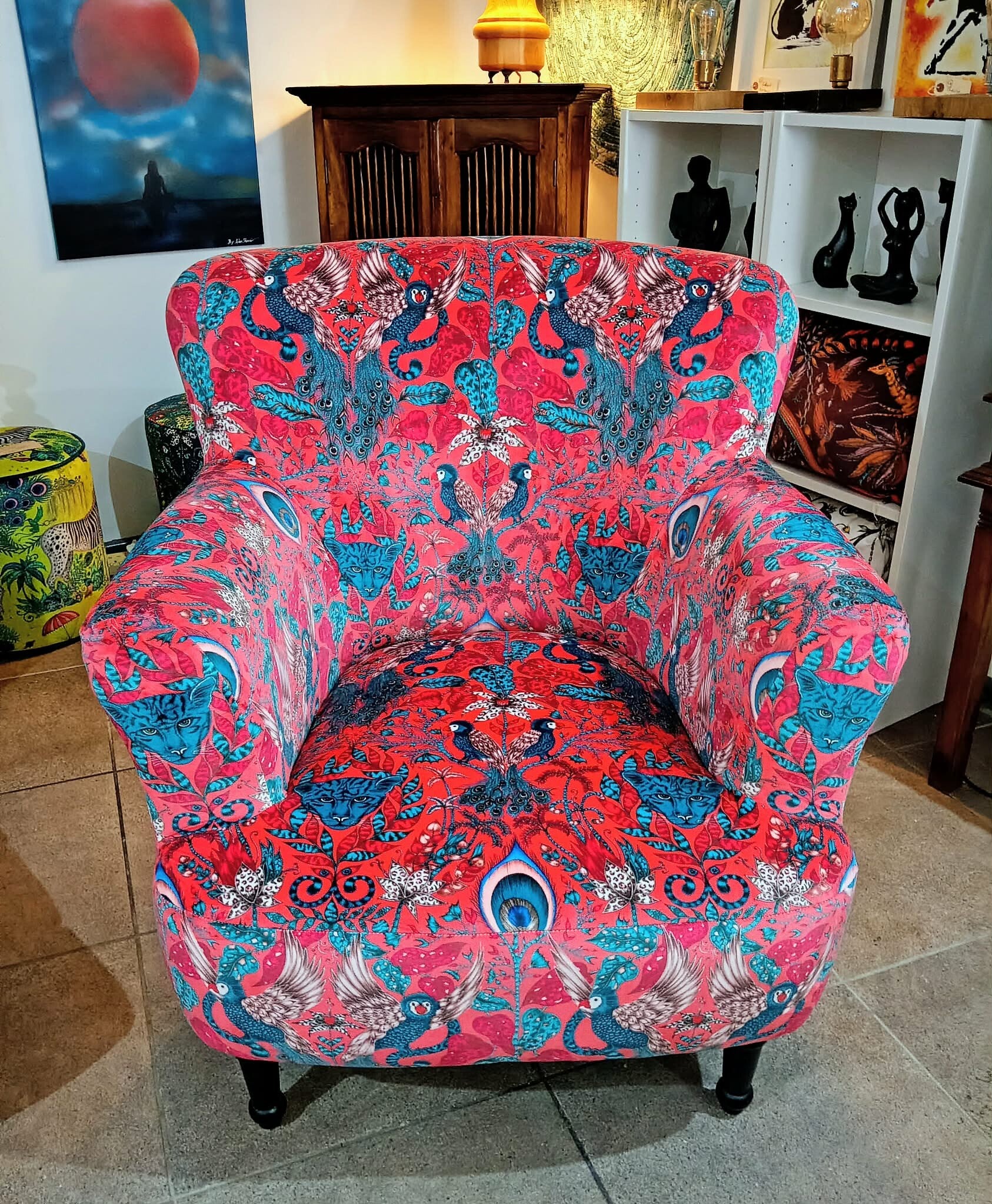 Emma J Shipley fabric armchair can be made to order in various fabrics