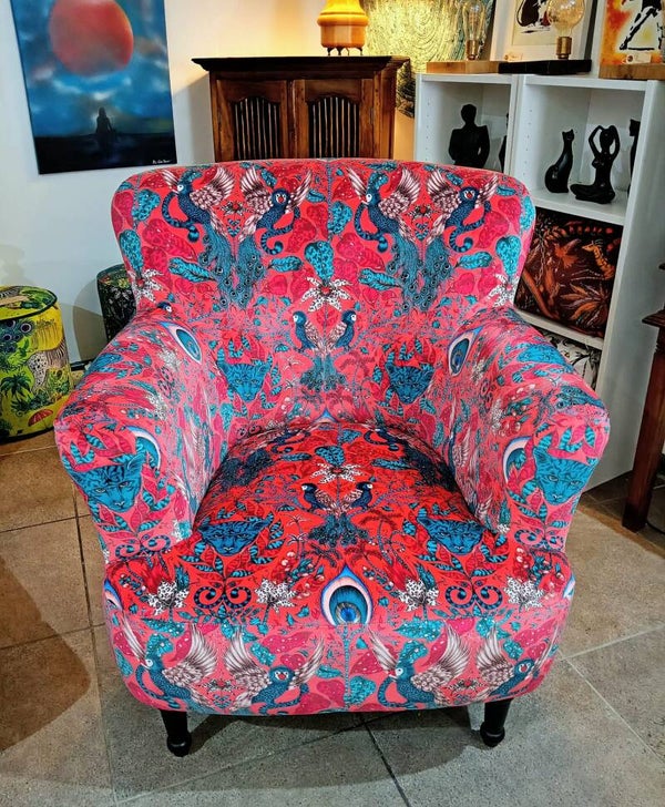Emma J Shipley fabric armchair can be made to order in various fabrics