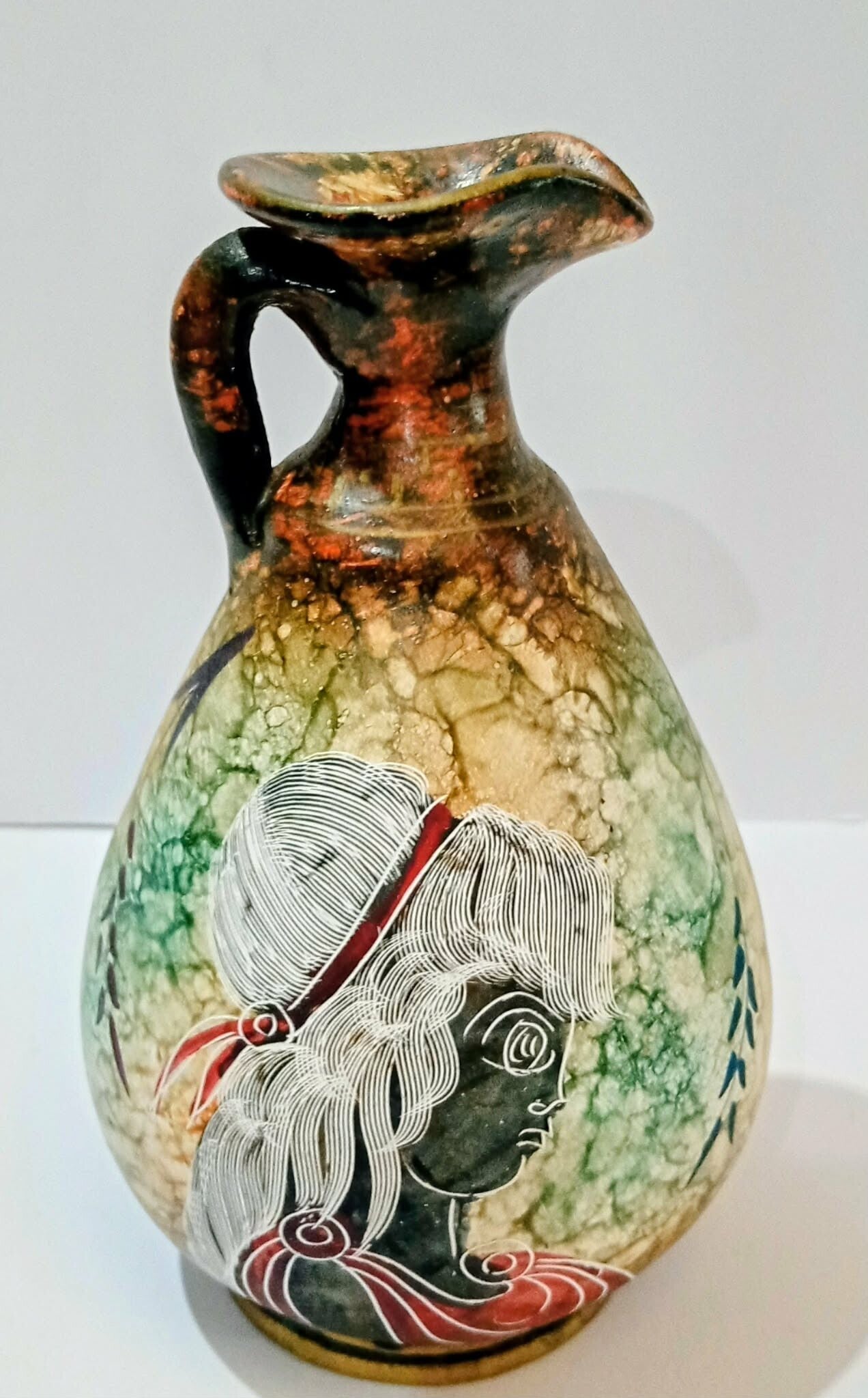 Handmade vintage terracotta Greek jug