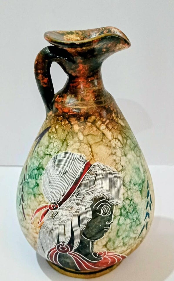 Handmade vintage terracotta Greek jug