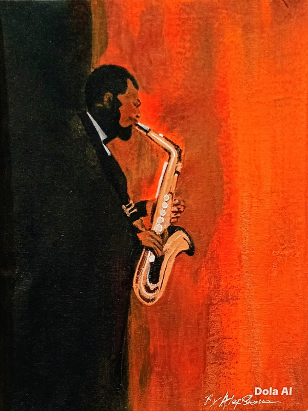 Saxophone cool by Alex Shearer art