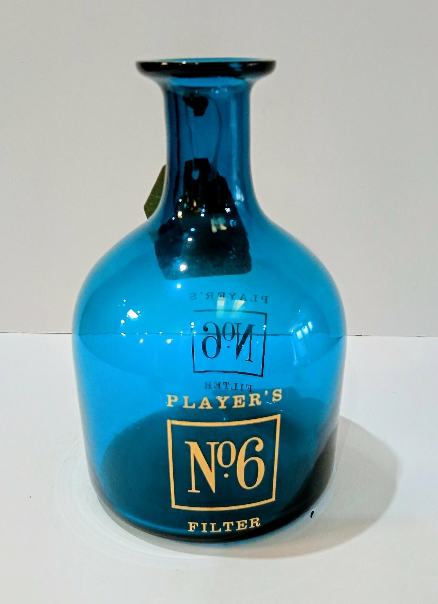 Rare vintage blue glass John Players No6 decanter carafe