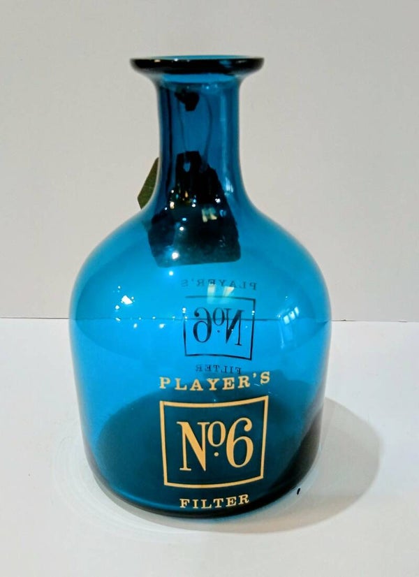Rare vintage blue glass John Players No6 decanter carafe