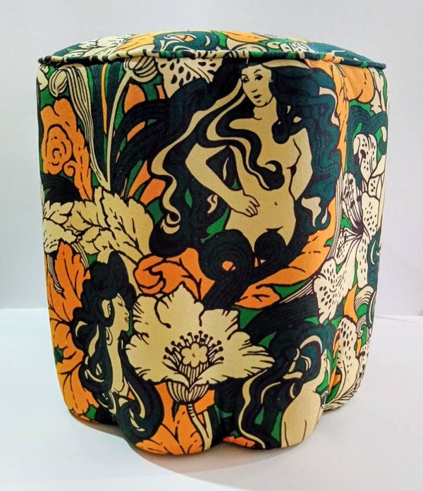 Sanderson Archive forbidden fruit velvet footstool